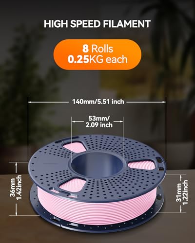 TECBEARS Matte PLA Filament Rapid, 2kg Bundle, E2501, 0.25kg/Spool, 8 Packs - color: 0.25kg*8 Black, White, Sky Blue, Sunny Orange, Sakura Pink, Cherry Red, Mint Green, Olive Green