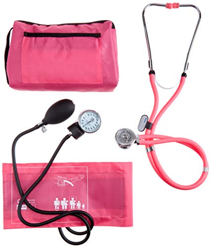 EMI Professional Deluxe Aneroid Sphygmomanometer and Sprague Rappaport Stethoscope Set Kit #330 (Pink) - color: Pink
