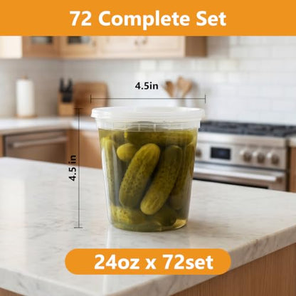 NESCCI 72 Sets (144-Piece) Deli Containers with Lids,24oz X 72 Set Each - size: 24oz X 72 Set