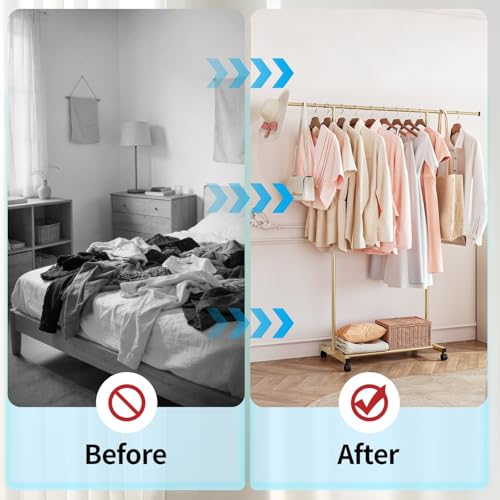 SUOERNUO Clothes Rack with Lockable Wheels Garment Rack for Hanging Clothes