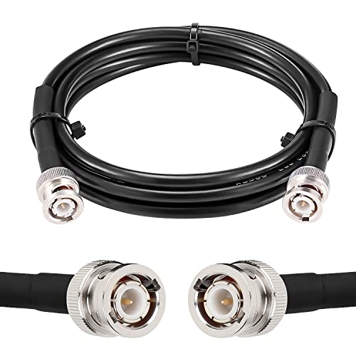 MOOKEERF BNC Cable - 6FT RG58 50 ohm Male to Male Coax Cables Low Loss BNC Extension Coaxial Cable with for Antennas, RF Radios, Modems, Oscilloscopes, Spectrum, etc (Black) - size: 6FT