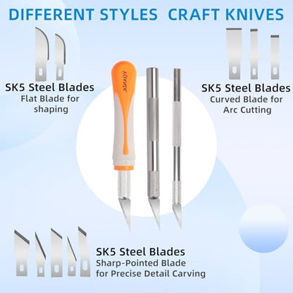 16-Piece Exacto Knife Set: 3 Hobby Knives &13 Industrial-Grade SK5 Steel Blades - Professional Craft Knife Set for DIY, Leather Craft, Pumpkin Carving