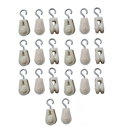 20Pcs White Mini Plastic Pulley Wheel, Lightweight Nylon Small Pulley Wire Rope Pulley Set Nylon Clothesline Pulley Kit for DIY Home School Cranes Pulley Frame Project, Pulley Blocks
