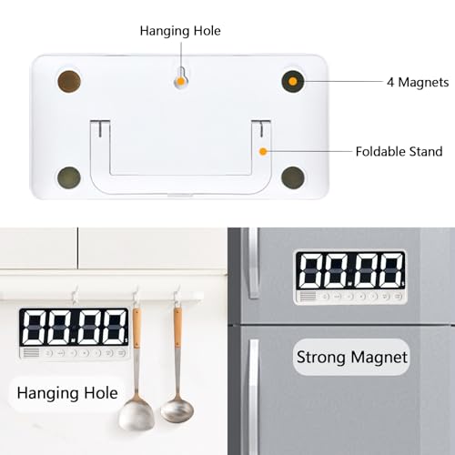 Digital Kitchen Timer with Extra Large LED Display Black - color: Black