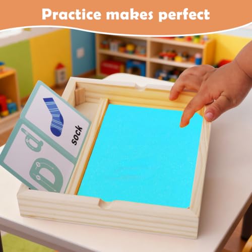 Montessori Sand Tray with Math & Alphabet Learning Cards - color: Blue