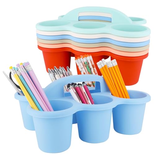 6 Pack Classroom Caddy Organizer with Handle 6 Compartments Table Caddy