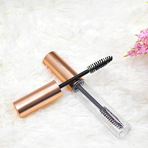 GTHER 10PCS 10ML Empty Mascara Tube Bottle with Eyelash Wand & Rubber Inserts & Funnels Set for Castor Oil/Eyelash Growth Oil, DIY Mascara Eyelash Cream Container with Cap, Matte Gold - color: Matte Gold