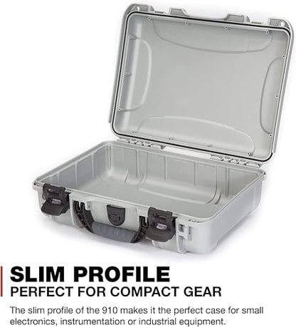 NANUK 910 Waterproof Hard Case with Foam – 14.3” x 11.1” x 4.7”, Protective Case for Camera, Electronics & Gear – Impact-Resistant, Dustproof, Airline Carry-On Approved – Made in Canada, Silver - color: Silver, style: Cubed Foam