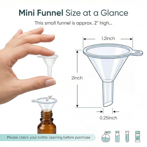 JOHOUSE 50PCS Mini Funnel for Lab Bottles, Sand Art, Perfumes, Spices, Powder, Essential Oil, Recreational, Kitchen Use Food Grade Clear Plastic Small Funnels (Pack of 3) - size: Small (Pack of 3)
