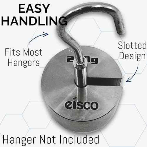 Eisco Labs - 200g Stainless Steel Slotted Mass – Durable Precision Weight with 1.5" Outer Diameter, Slotted for Lab, Physics & Educational Use, Pack of 5