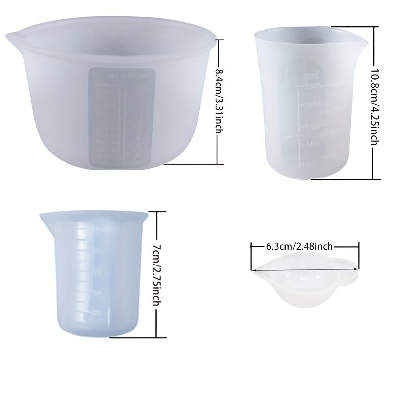 Clear Plastic Measuring Cups Kit, High Precision Graduated Beaker Set with Scale, Multipurpose Measuring Tools for Resin Mixing, Baking & Kitchen Use