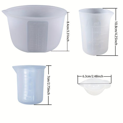 Clear Plastic Measuring Cups Kit, High Precision Graduated Beaker Set with Scale, Multipurpose Measuring Tools for Resin Mixing, Baking & Kitchen Use