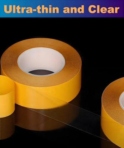 Super Thin Double Sided Adhesive Tape 1Inch x 66Feet Transparent Sticky Tape for Making DIY Crafts, Paste Photo, Scrapbook, Gift Wrap, Rug Fixed, Woodworker, Fashion Clothing, Wall Decor, Cat Training - size: 1 inch x 66 feet