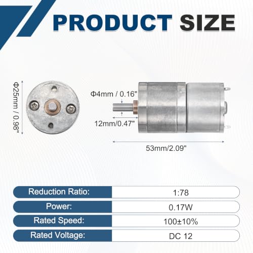 MECCANIXITY DC 12V 100RPM Gear Geared Electric Motor 0.17W 25mm Diameter
