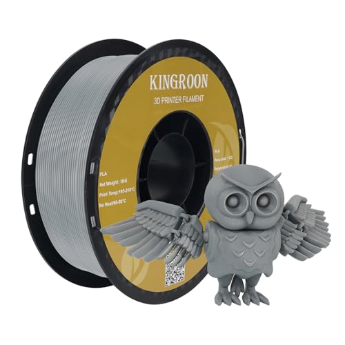 Kingroon Silver Grey Pla Filament 1.75mm ±0.02mm 2.2lbs,No Clogging Tangle-Free Vacuum Sealed,3D Printing Filament Low Warping Easy to Print for FDM 3D Printers - color: 1kg Grey Slive