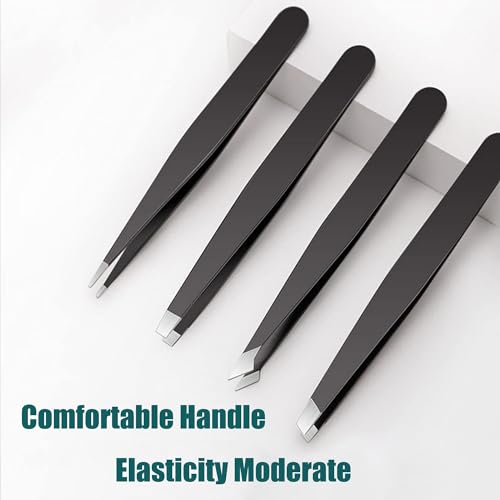 LUDOUPIER [4 Pieces +1] Tweezers Set with Travel Case for Women & Men