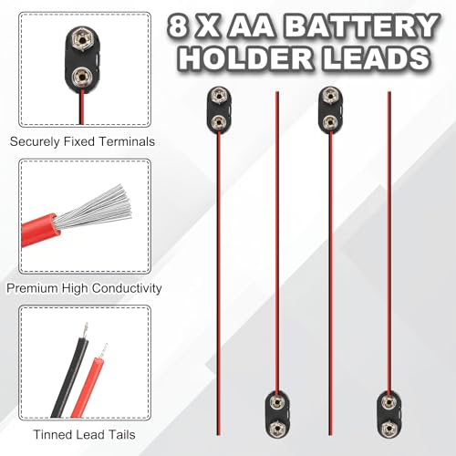 MECCANIXITY 2Pcs 8 x 1.5V AA Battery Holder with 9V I Type Snap Connector