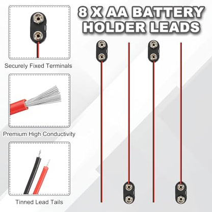 MECCANIXITY 2Pcs 8 x 1.5V AA Battery Holder with 9V I Type Snap Connector