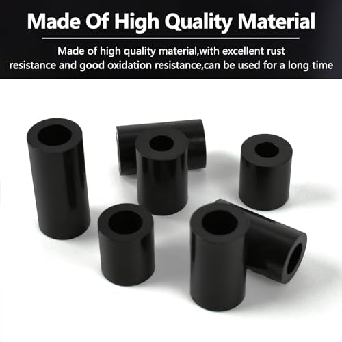 820pcs Black Nylon Spacers, 14 Sizes Plastic Spacer Assortment Kit, Electrical Outlet Screw Spacers Unthreaded for Electrical Screws, Switch and Receptacle Od7mm Id3/4mm Length 3/5/ 6/8/ 10/12/ 15mm