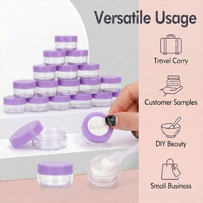 5 Gram Sample Containers 50 Count Small Travel Containers with Lids - color: Purple