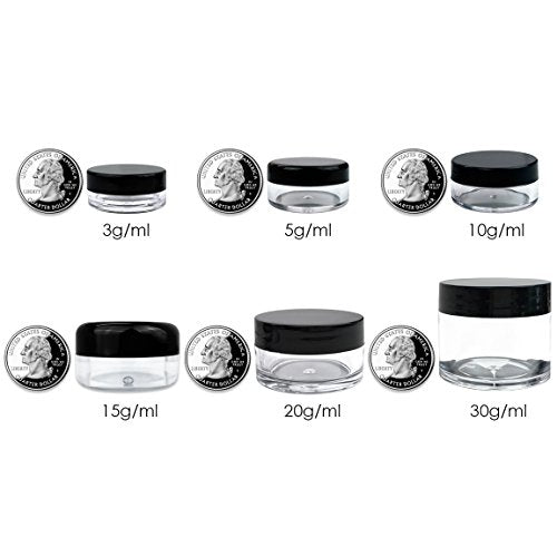 Beauticom 12 Pieces 1 oz. USA Acrylic Round Clear Jars with Flat Top Lids for Creams, Lotion, Make Up, Cosmetics, Samples, Herbs, Ointment (12 Pieces Jars + Lids, CLEAR)