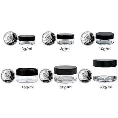 Beauticom 12 Pieces 1 oz. USA Acrylic Round Clear Jars with Flat Top Lids for Creams, Lotion, Make Up, Cosmetics, Samples, Herbs, Ointment (12 Pieces Jars + Lids, CLEAR)