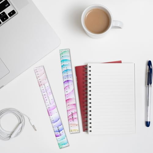 BAYTORY 6Pcs Flexible Plastic Ruler 30 cm/12 Inch, Transparent Rulers - size: 30 cm / 12 Inch