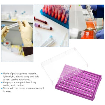 PATIKIL 96 Wells PCR Tube Rack for 0.2ml Test Strips Tubes, 4 Pcs Waterproof Filling Tray Centrifuge Tube Holder, Green, Yellow, Purple, Blue - color: Green/Yellow/Purple/Blue