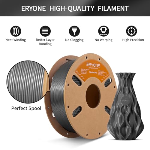 ERYONE PLA Filament 3D Printer PLA Filament 1.75mm +/- 0.03mm, PLA Filament 1KG Cardboard Spool(2.2LBS), Grey - color: Pla-grey, size: PLA-1kg