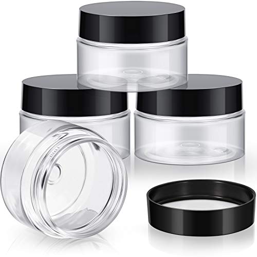 Patelai 4 Pcs Plastic Jars with Lids, Black, 1 oz, Wide Mouth - color: Black, size: 1 oz