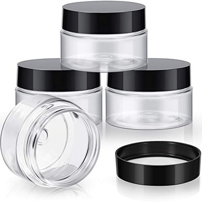 Patelai 4 Pcs Plastic Jars with Lids, Black, 1 oz, Wide Mouth - color: Black, size: 1 oz