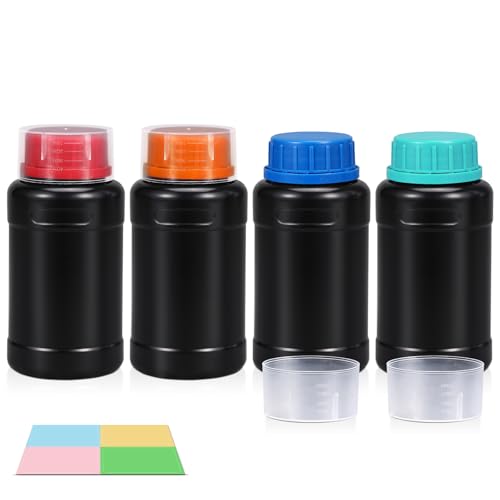 8OZ Plastic Bottles with Caps,Empty Bottles with Lids, Small Travel Pill Bottles with Measuring Cup Lids, Leak Proof Liquid Containers for Medicine, Sample and Storage - size: 8oz