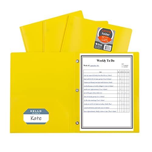 C-Line Two-Pocket Poly Portfolio with Prongs, Yellow, 25/Case (33966) - color: Yellow, size: 25-Pack with Prongs
