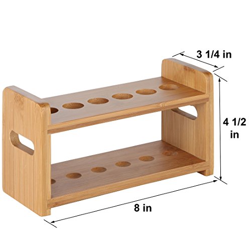 Lily's Home Bamboo Test Tube Vial Shot Glasses Holder Rack, Great as Pen Stand, Made from Bamboo with Built-In Handle, Rack Only, Glass Tubes NOT Included, 6 Tube Capacity (7/8" (22mm') Holes) - size: 6
