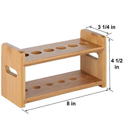 Lily's Home Bamboo Test Tube Vial Shot Glasses Holder Rack, Great as Pen Stand, Made from Bamboo with Built-In Handle, Rack Only, Glass Tubes NOT Included, 6 Tube Capacity (7/8" (22mm') Holes) - size: 6