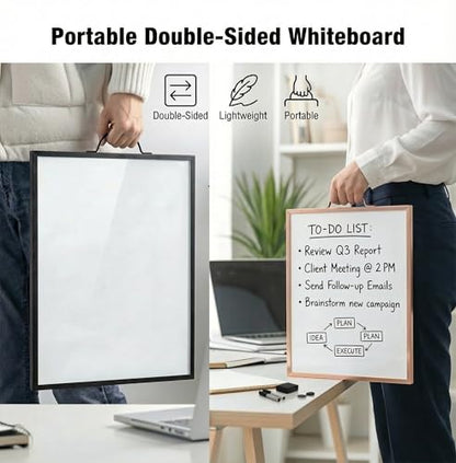 Magnetic Dry Erase Board 12x16 with Handle, Double Sided Portable Rose Gold Whiteboard for Home, Office, School & Kitchen - style: Rose Gold Handle