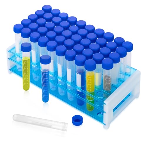 15mL Round Bottom Centrifuge Tubes with Rack, 50pcs