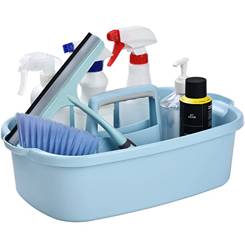 Haundry Large Cleaning Supplies Caddy with Handle, Plastic Storage Bucket Organizer for Cleaning Products, Shower Caddy Basket for Car, Dorm, Bathroom, Garden, Kitchen - Blue - color: Blue