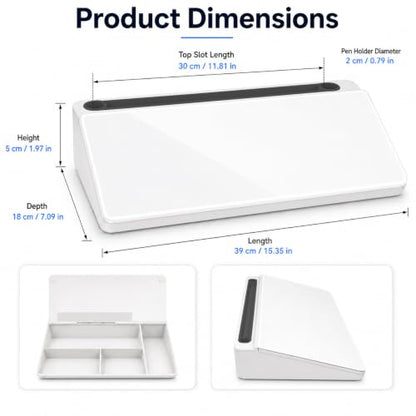 Glass Desktop Whiteboard,Dry Erase Board Buddy Keyboard Stand - color: Black&white