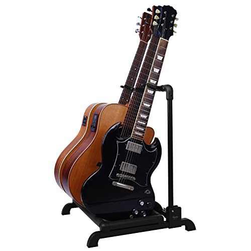 GUITTO Multi Guitar Rack Stand Foldable Universal Display Rack Portable Guitar Holder for Band Stage Bass Acoustic Guitar -3 Holder GGS-12 - size: GGS-12 3 Holder