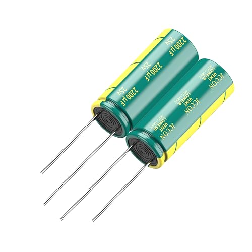 5-Pack 25V 2200uF Premium Quality Low ESR Electrolytic Capacitors 10x25mm (0.4x0.99in), 25Volt 2200MFD High-Frequency Caps with Superior Performance