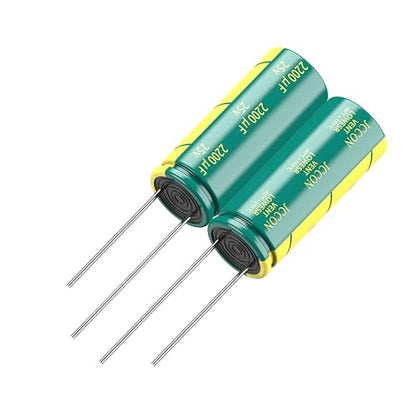 5-Pack 25V 2200uF Premium Quality Low ESR Electrolytic Capacitors 10x25mm (0.4x0.99in), 25Volt 2200MFD High-Frequency Caps with Superior Performance