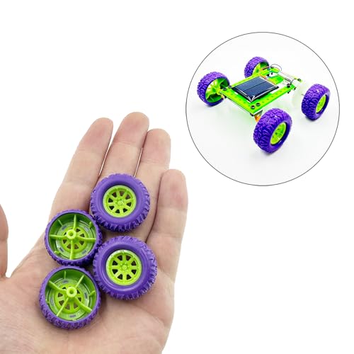 10PCS Toy Car Wheel RC Car Rubber Tire Wheel with 5PCS Shaft Round Rod Axles for RC Car Truck Robot DIY Model Toy Wheel Parts (2x29mm Purple) - style: 2x29mm Purple