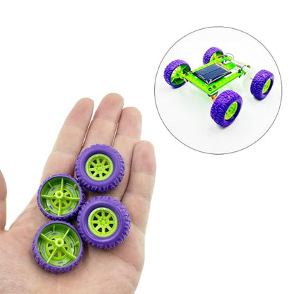 10PCS Toy Car Wheel RC Car Rubber Tire Wheel with 5PCS Shaft Round Rod Axles for RC Car Truck Robot DIY Model Toy Wheel Parts (2x29mm Purple) - style: 2x29mm Purple