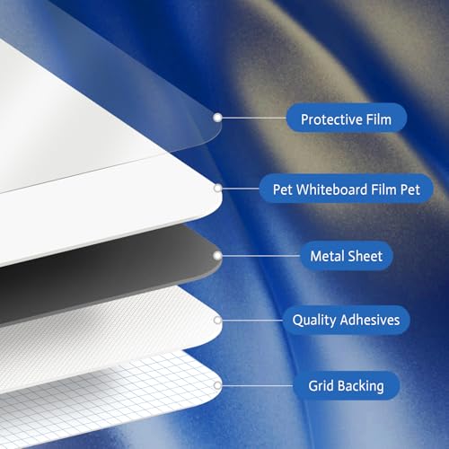 ZNCMRR 47"x16.5" Whiteboard Sticker for Wall White Board Dry Erase Paper - size: 47"W x 16.5"H