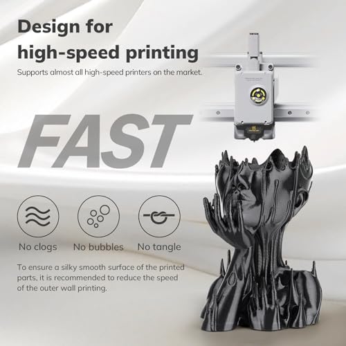 AMOLEN Silk PLA 3D Printer Filament, Shiny Silk Black PLA Filament 1.75mm, 3D Printing PLA Filament for Most 3D Printer, 1kg Spool(2.2lbs) - color: Silk Black