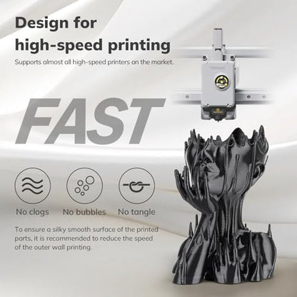 AMOLEN Silk PLA 3D Printer Filament, Shiny Silk Black PLA Filament 1.75mm, 3D Printing PLA Filament for Most 3D Printer, 1kg Spool(2.2lbs) - color: Silk Black