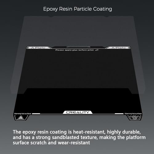 Creality K1C, K1 SE Epoxy Resin Build Plate Kit, 3D Printer Heat and Wear Resistance Epoxy Resin Coating Spring Steel Plateform Print Bed with Wipe Nozzle Design for K1C, K1 SE - size: 235x235mm, style: K1C Epoxy