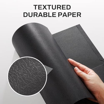 SUNEE Folders with Pockets, 50 Pack File Folders with Business Card Slot, Textured Paper, Fit Letter Size Paper, Paper File Folder for School Office Home Business, Black - color: Black