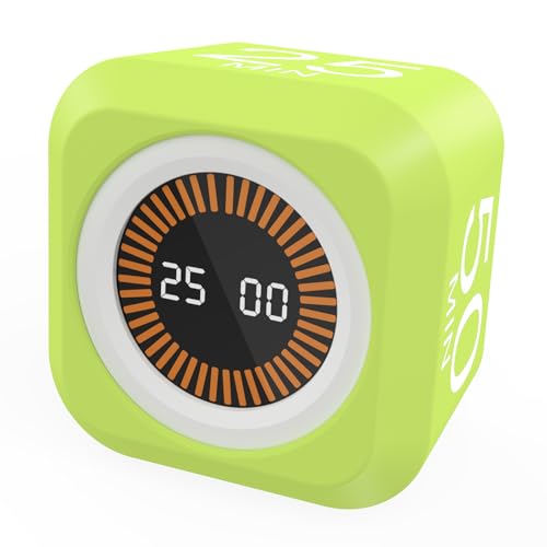 Rotating Cube Visual Countdown Timer 5, 25, 10, 50 Min Preset+Custom Mode - color: Green
